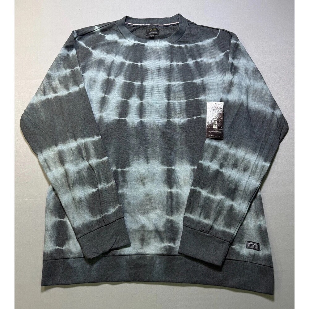 NWT Navy Yard Tie Dye Crew Neck Sweatshirt Men's X-Large Gray Black Long Sleeve